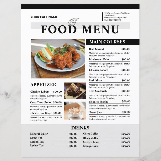 Modèle de prospectus de menu de restaurant (Devant)
