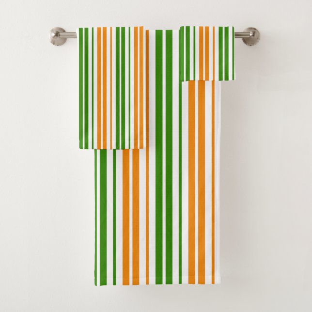 Modèle de rayures verticales orange vert blanc (En situation)