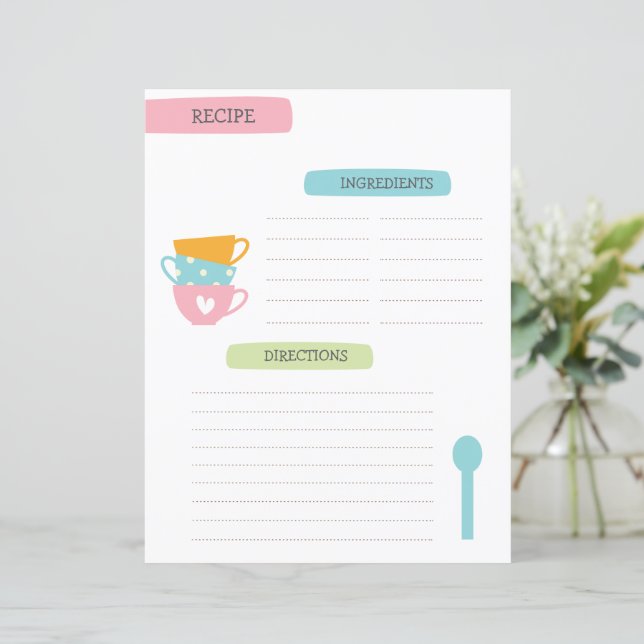 Modèle de recette A4 (Debout devant)