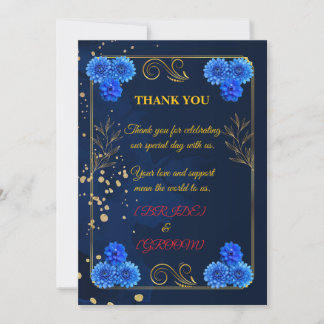 Modèle de remerciement de mariage élégant bleu mar