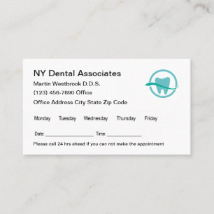 Modèle de rendez-vous des dentistes Carte de visit