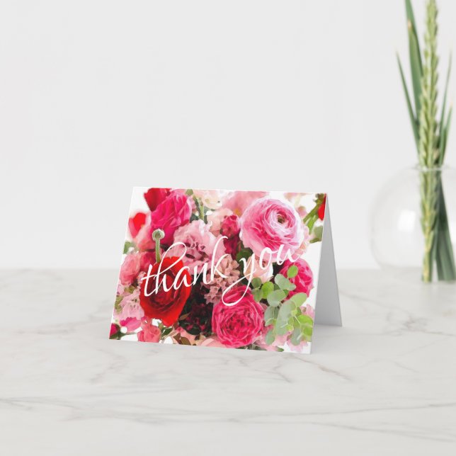 Modèle de roses aquarelles Merci écriture manuscri (Devant)