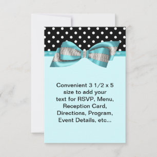 Modèle de RSVP bleu sarcelle à pois noirs