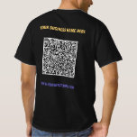 Modèle de T-shirt d'affaires avec QR code et texte<br><div class="desc">Couleurs et polices personnalisées - Créez votre propre exemple de T-shirt personnalisé avec votre code QR et votre texte personnalisé Nom de l'entreprise de design professionnel Site Web T-shirts ou sweats à capuche promotionnels de marque pour entreprise modèle / Cadeaux d'entreprise / Vêtements d'entreprise pour hommes ou femmes (Choisissez le...</div>