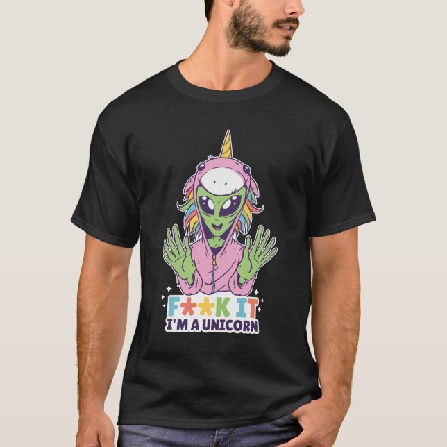 Modèle de t-shirt unicorne Alien (Devant)