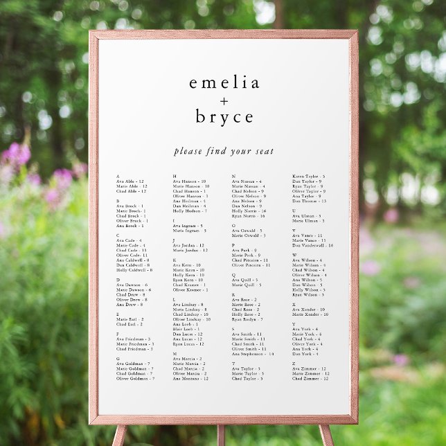 MODÈLE de tableau de sièges Mariage unique EMELIA  (EMELIA Boho Unique Wedding Seating Chart Template)
