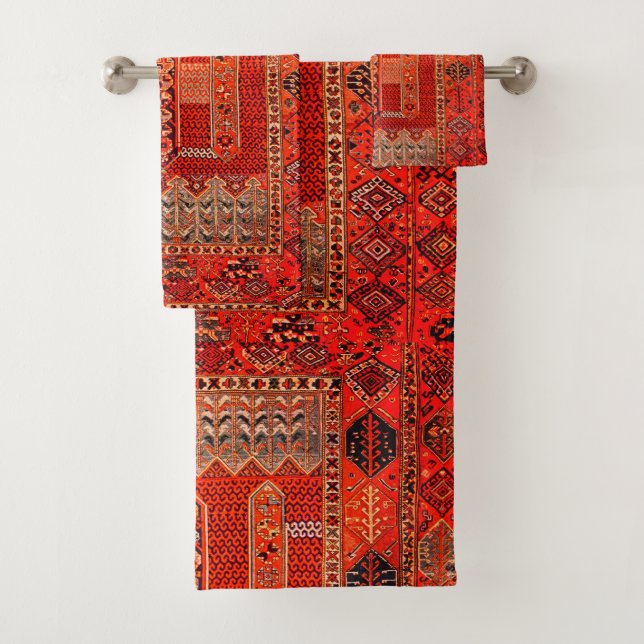 Modèle de tapis oriental en oranges lumineuses (En situation)