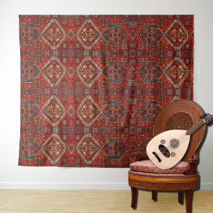 Modèle de tapis oriental en tapisserie rouge et bl