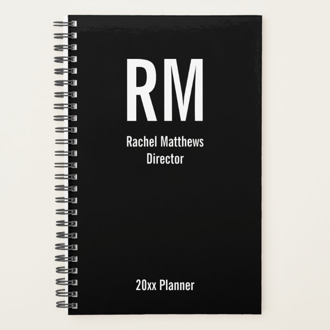 Modèle de texte de Monogramme noir et blanc d'entr (Devant)