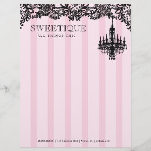 Modèle D'en-tête De Lettre 311 rayures roses de Sweetique et lustre de