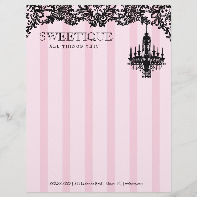 Modèle D'en-tête De Lettre 311 rayures roses de Sweetique et lustre de (Devant)