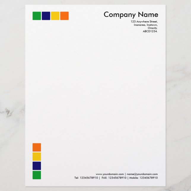 Modèle D'en-tête De Lettre 4 Carrés couleur (Devant)