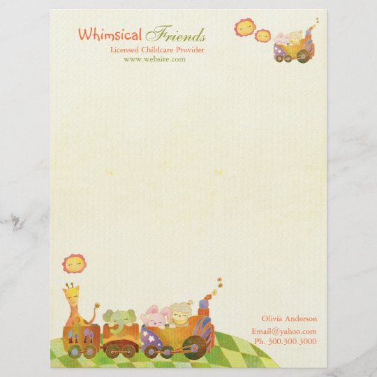 Modele D En Tete De Lettre Affaires De Garde D Animaux De Bebe De Train De Zazzle Fr
