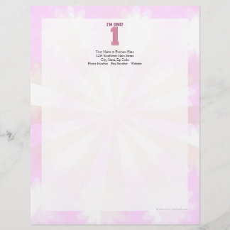 Modèle D'en-tête De Lettre Big Pink Numéro Un, premier anniversaire de la fil
