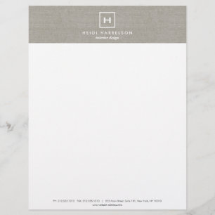 Modèle D'en-tête De Lettre BOX LOGO avec VOTRE INITIAL/MONOGRAM sur KHAKI LIN