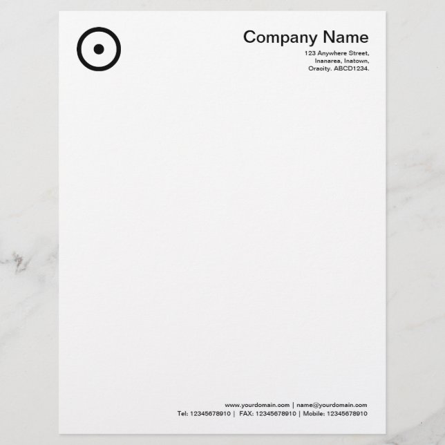 Modèle D'en-tête De Lettre Cercle avec point central - Noir (Devant)