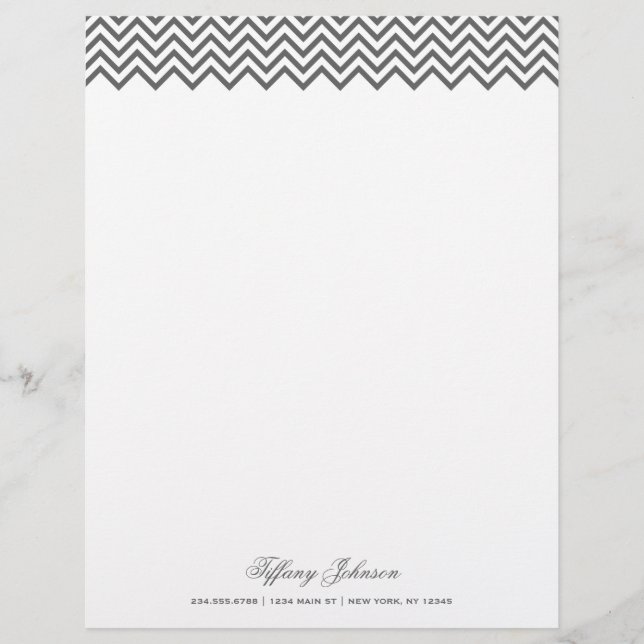 Modèle D'en-tête De Lettre Charcoal Grey Moderne Chevron Border (Devant)