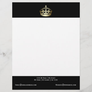Modèle D'en-tête De Lettre Couronne d'or sur Arrière - plan noir