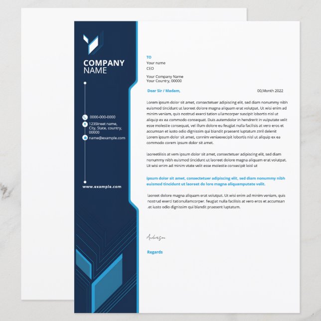 Modèle d'en-tête de lettre d'entreprise (Devant / Derrière)