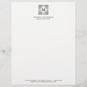 Modèle D'en-tête De Lettre Elégant cadre ornemental noir Monogramme en-tête