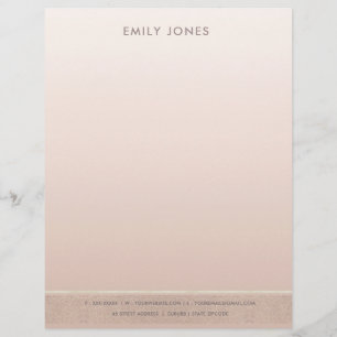 MODÈLE D'EN-TÊTE DE LETTRE ÉLÉGANT ROSE MINIMAL GOLD SHIMMER PERSONNALISÉ