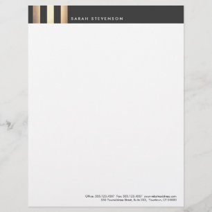 Modèle D'en-tête De Lettre Elégante en or et en noir striped DesignerLetterhe