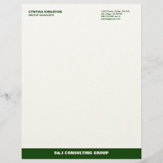 Modèle D'en-tête De Lettre Entreprise professionnelle Green stripe ecru
