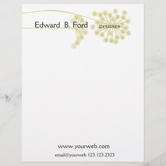 Modèle D'en-tête De Lettre Fleur sauvage moderne minimale florale (Devant)