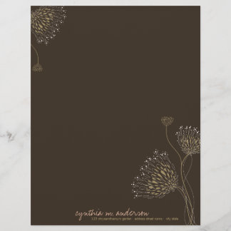 Modèle D'en-tête De Lettre Fleurs Brown Chrysanthème Élégant Chic Floral