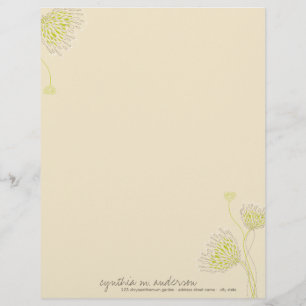 Modèle D'en-tête De Lettre Fleurs de Chrysanthème Vert Élégant Chic Floral