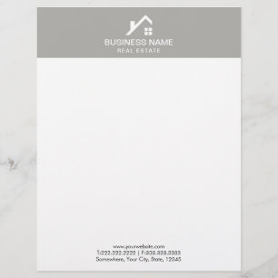 Modèle D'en-tête De Lettre Immobilier Agent Professional House Logo Plaque