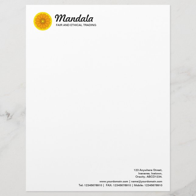 Modèle D'en-tête De Lettre Mandala Kaléidoscopique 032 (Devant)