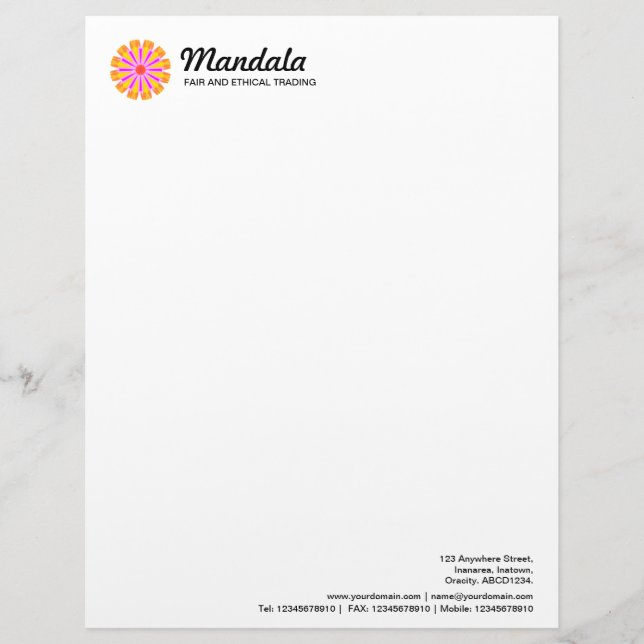 Modèle D'en-tête De Lettre Mandala Kaléidoscopique 08 (Devant)