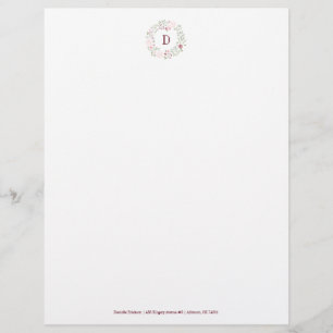 Modèle D'en-tête De Lettre Monogramme floral