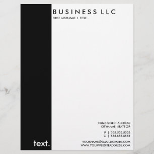 Modèle D'en-tête De Lettre noir et blanc simple