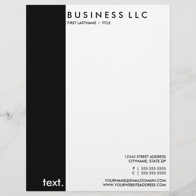 Modèle D'en-tête De Lettre noir et blanc simple (Devant)