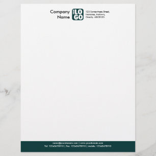 Modèle D'en-tête De Lettre Pied de page couleur (Votre logo) - Vert foncé