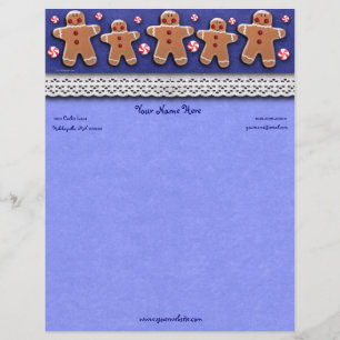 Modèle D'en-tête De Lettre Sucreries de biscuits de pain d'épice bleues