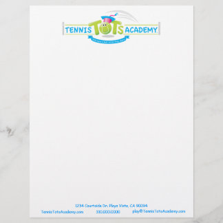 Modèle D'en-tête De Lettre Tennis Tots Academy papier à lettres personnalisée