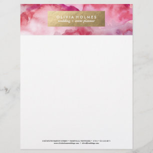 Modèle D'en-tête De Lettre Tête de lettre couleur Aquarelle rose Faux Foil