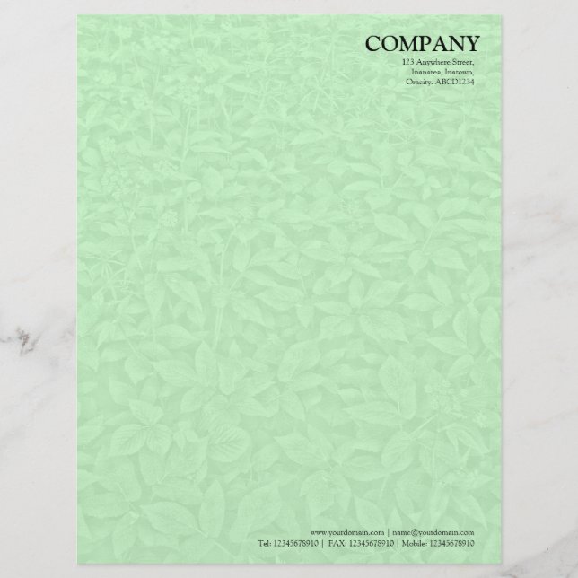 Modèle D'en-tête De Lettre Texture de sous-croissance feuillue - Vert (Devant)