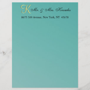 Modèle D'en-tête De Lettre Turquoise Green Fun Fun Mariage