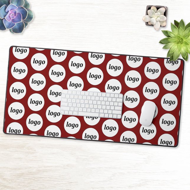 Modèle d'entreprise de logo simple bordeaux rouge (Simple logo pattern burgundy business branding promotional desk mat)