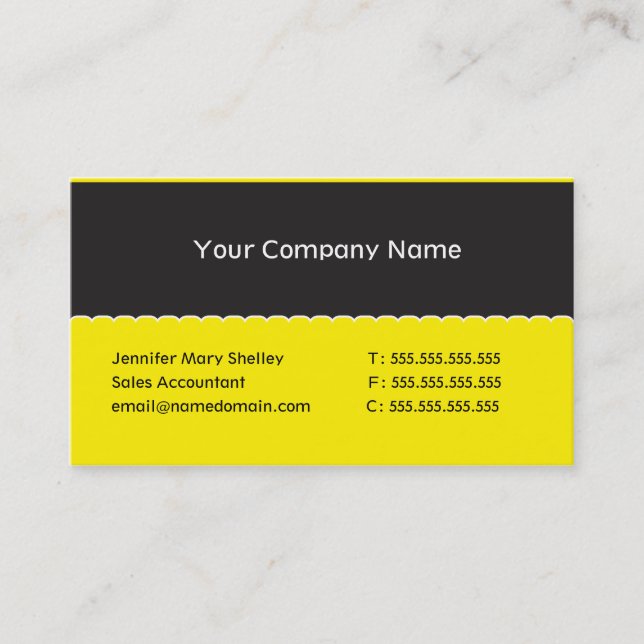 Modèle d'entreprise jaune de carte de visite (Devant)