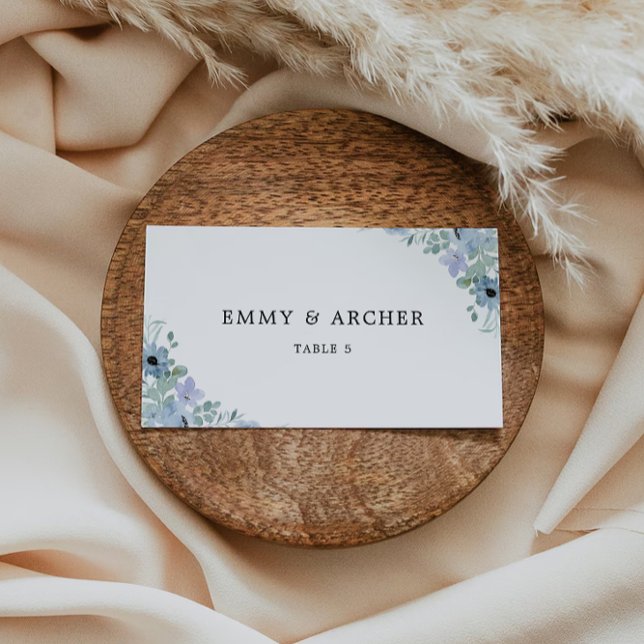 Modèle des cartes de Mariage bleu (Blue Wedding Place Cards Template)