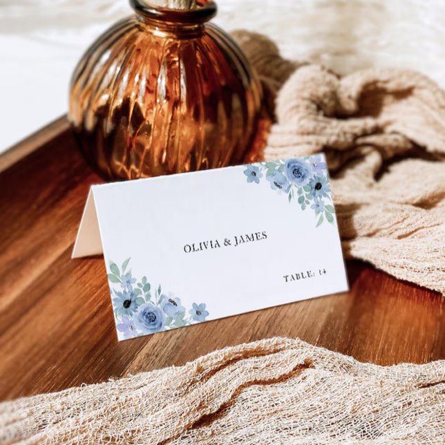 Modèle des cartes de Mariage bleu (Blue Wedding Place Cards Template)