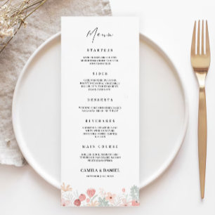 Modèle des cartes de menu Mariage fleur sauvage