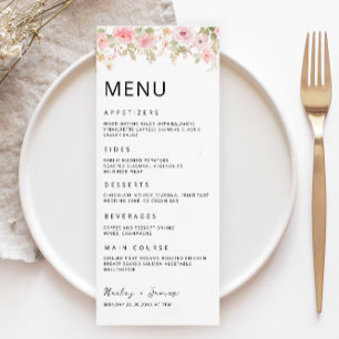 Modèle des cartes de menu Mariage rose