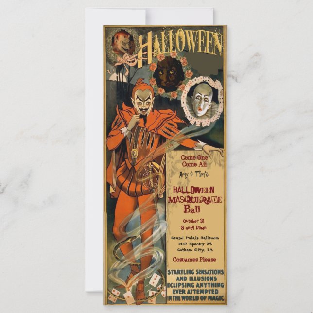 Modèle des invitations masquées d'Halloween (Devant)