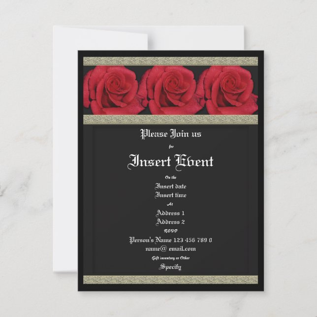 modèle des invitations - Roses rouges personnalisa (Devant)
